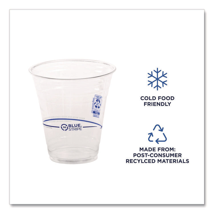 BlueStripe 25% Recycled Content Cold Cups, 12 oz, Plastic, Clear/Blue, 50/Pack, 20 Packs/Carton