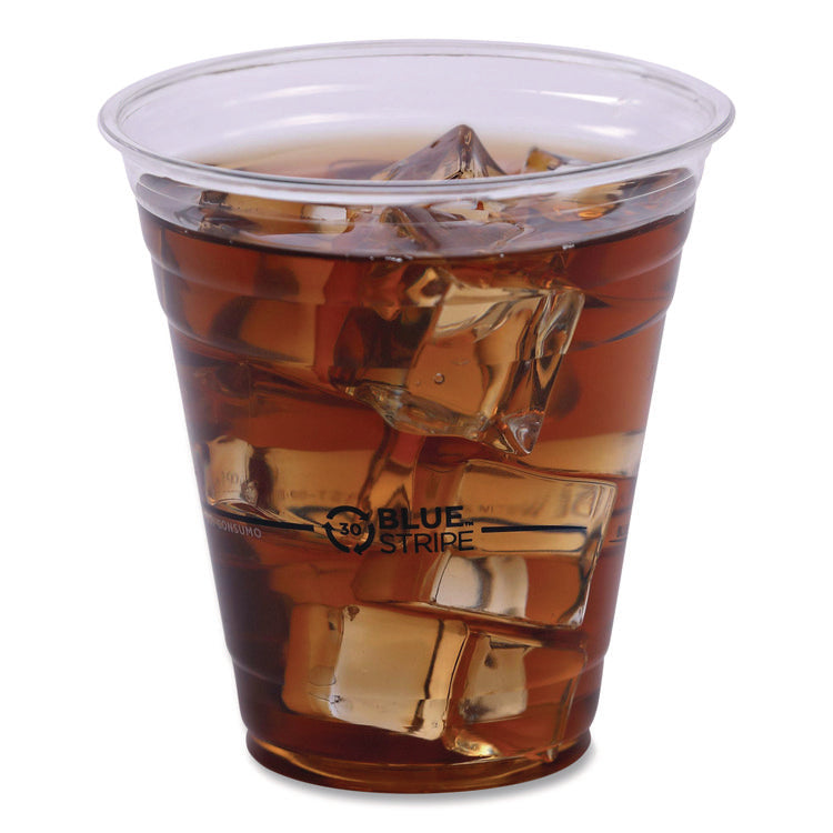 BlueStripe 25% Recycled Content Cold Cups, 12 oz, Plastic, Clear/Blue, 50/Pack, 20 Packs/Carton