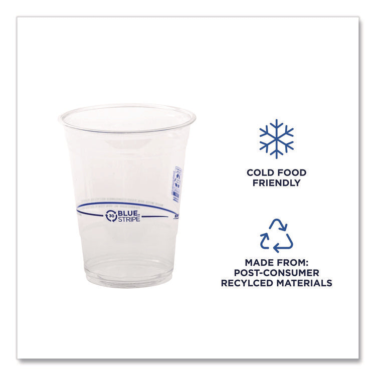 BlueStripe 25% Recycled Content Cold Cups, 16 oz, Plastic, Clear/Blue, 50/Pack, 20 Packs/Carton