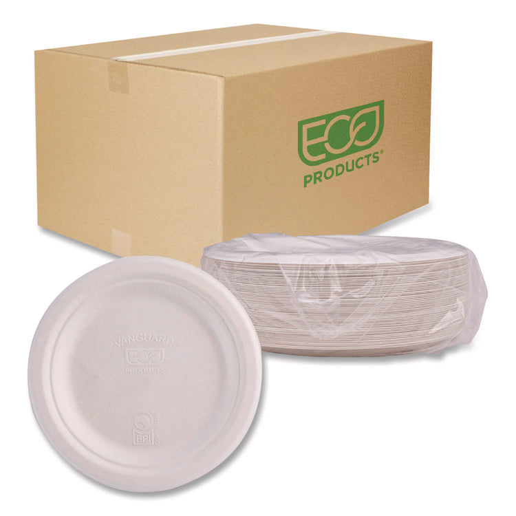 Vanguard Renewable And Compostable Sugarcane Plates, 7" Dia, White, 1,000/carton