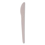 Plantware Compostable Cutlery, Knife, Plastic, Pearl White, 50/Pack, 20 Packs/Carton