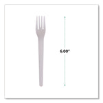 Plantware Compostable Cutlery, Fork, Plastic, Pearl White, 50/Pack, 20 Packs/Carton