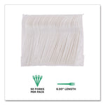 Plantware Compostable Cutlery, Fork, Plastic, Pearl White, 50/Pack, 20 Packs/Carton