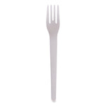 Plantware Compostable Cutlery, Fork, Plastic, Pearl White, 50/Pack, 20 Packs/Carton