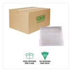 Plantware Compostable Cutlery, Spoon, Plastic, Pearl White, 50/Pack, 20 Pack/Carton