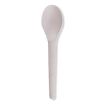 Plantware Compostable Cutlery, Spoon, Plastic, Pearl White, 50/Pack, 20 Pack/Carton