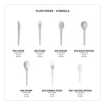 Plantware Compostable Cutlery, Spoon, Plastic, Pearl White, 50/Pack, 20 Pack/Carton