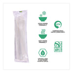 Plantware Compostable Cutlery Kit, Fork/Knife/Napkin/Spoon, Pearl White, 250 Kits/Carton