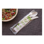 Plantware Compostable Cutlery Kit, Fork/Knife/Napkin/Spoon, Pearl White, 250 Kits/Carton