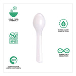 Plantware CPLA Tasting Spoon, Plastic, 3", White, 2,000/Carton