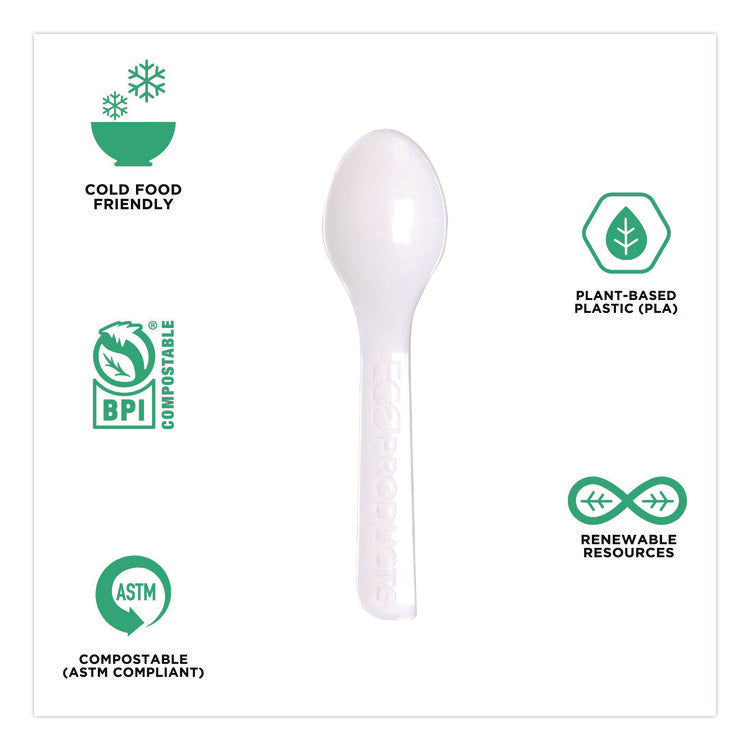 Plantware CPLA Tasting Spoon, Plastic, 3", White, 2,000/Carton