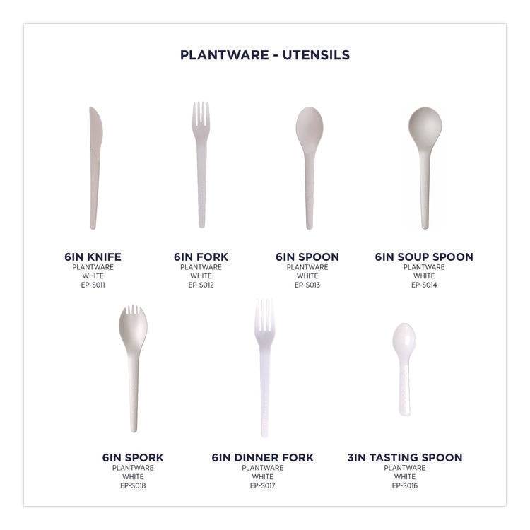 Plantware CPLA Tasting Spoon, Plastic, 3", White, 2,000/Carton