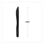 100% Recycled Content Cutlery, Knife, Plastic, Black, 50/Pack, 20 Packs/Carton