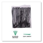100% Recycled Content Cutlery, Knife, Plastic, Black, 50/Pack, 20 Packs/Carton