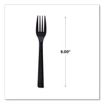 100% Recycled Content Cutlery, Fork, Plastic, Black, 50/Pack, 20 Packs/Carton