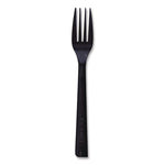 100% Recycled Content Cutlery, Fork, Plastic, Black, 50/Pack, 20 Packs/Carton