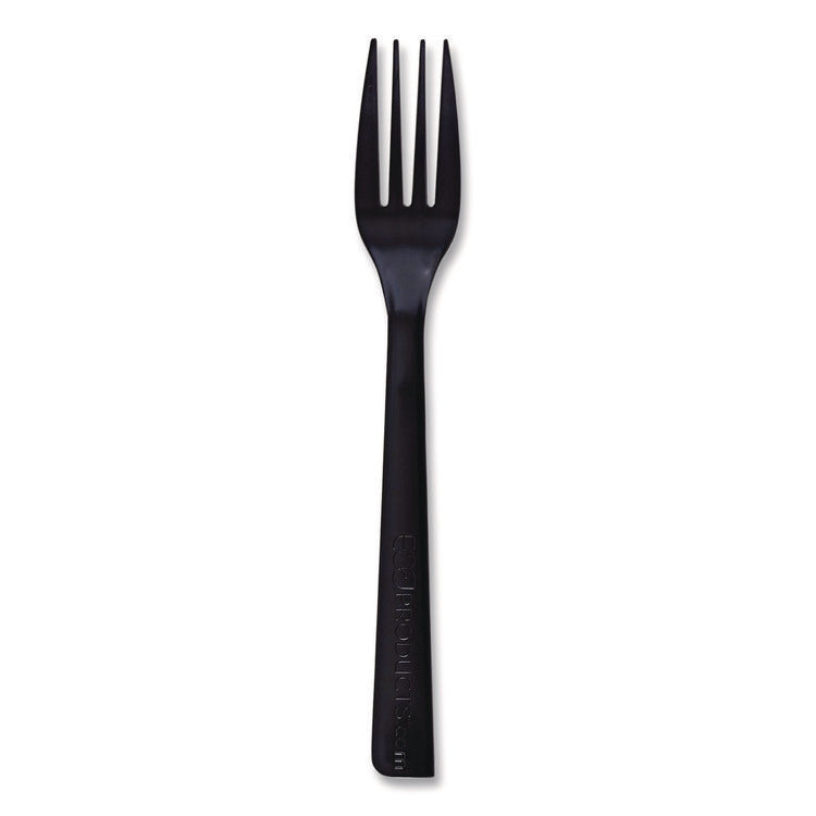 100% Recycled Content Cutlery, Fork, Plastic, Black, 50/Pack, 20 Packs/Carton