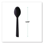 100% Recycled Content Cutlery, Spoon, Plastic, Black, 50/Pack, 20 Pack/Carton