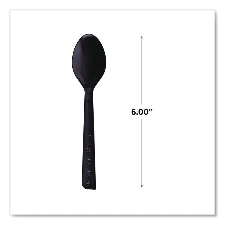 100% Recycled Content Cutlery, Spoon, Plastic, Black, 50/Pack, 20 Pack/Carton