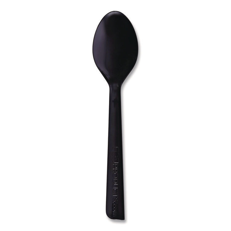 100% Recycled Content Cutlery, Spoon, Plastic, Black, 50/Pack, 20 Pack/Carton