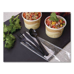 100% Recycled Content Cutlery Kit, Heavyweight Fork/Knife/Soup Spoon/Spoon, Plastic, Black, 250/Carton