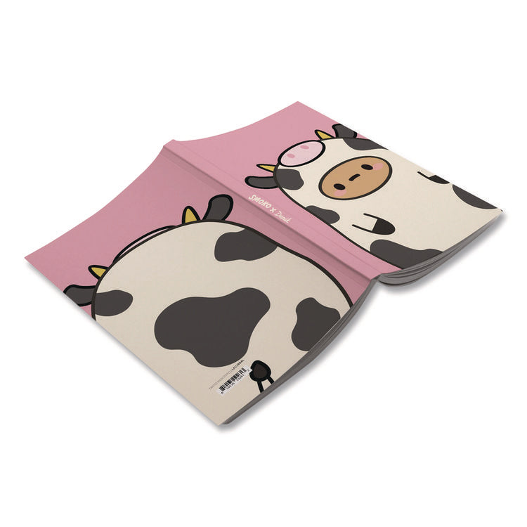 Smoko Tayto Mootato Layflat Notebook, 1-Subject, Medium/College Rule, Pink/White/Brown Cover, (72) 8 x 5 Sheets