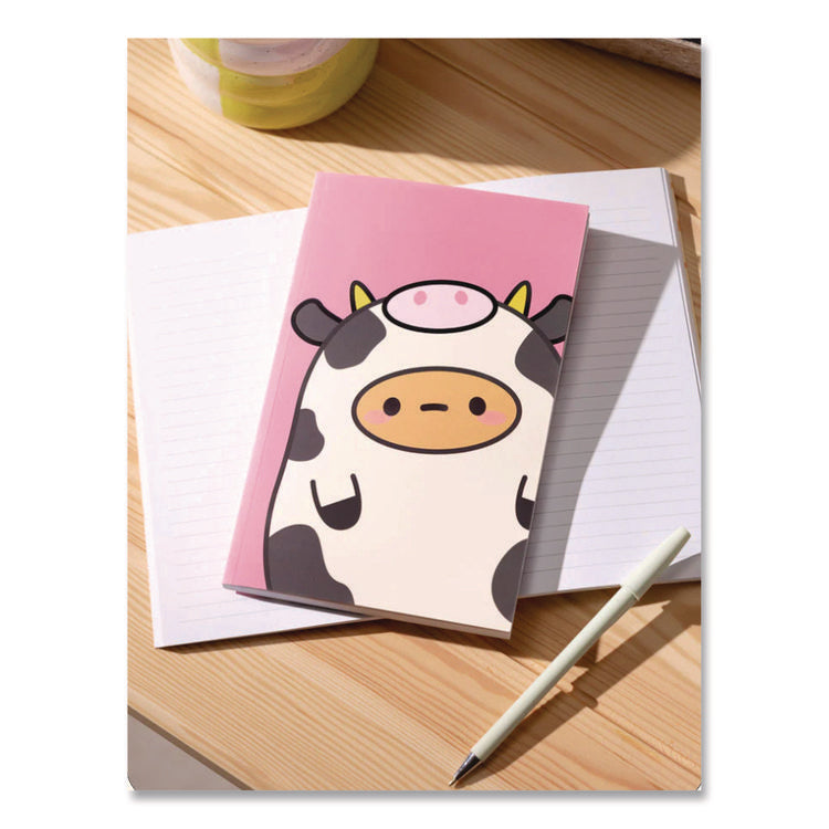 Smoko Tayto Mootato Layflat Notebook, 1-Subject, Medium/College Rule, Pink/White/Brown Cover, (72) 8 x 5 Sheets