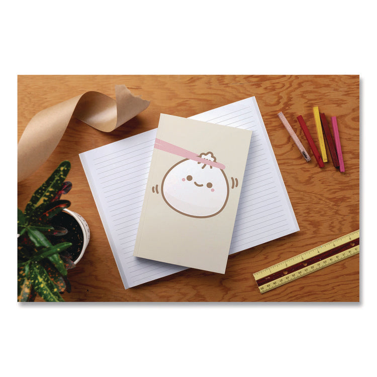Smoko Lil B Dumpling Layflat Notebook, 1-Subject, Medium/College Rule, Tan/White/Pink Cover, (72) 8 x 5 Sheets