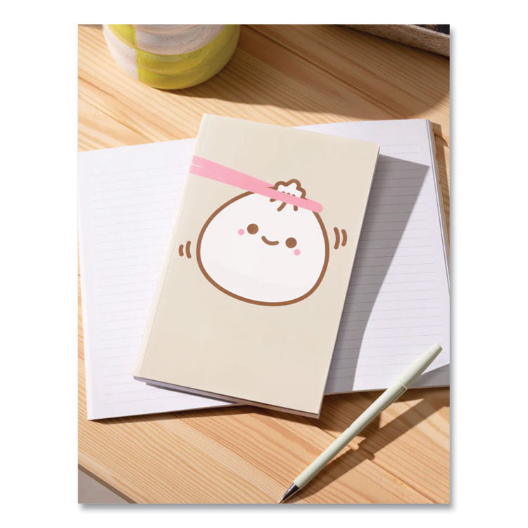 Smoko Lil B Dumpling Layflat Notebook, 1-Subject, Medium/College Rule, Tan/White/Pink Cover, (72) 8 x 5 Sheets
