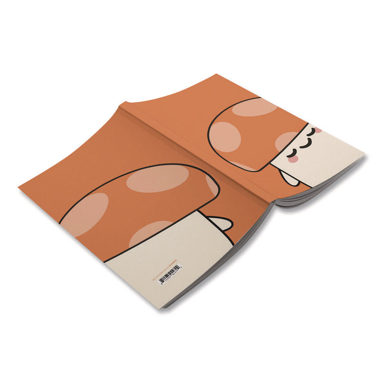 Smoko Kai Mushroom Layflat Notebook, 1-Subject, Medium/College Rule, Orange/White Cover, (72) 8 x 5 Sheets