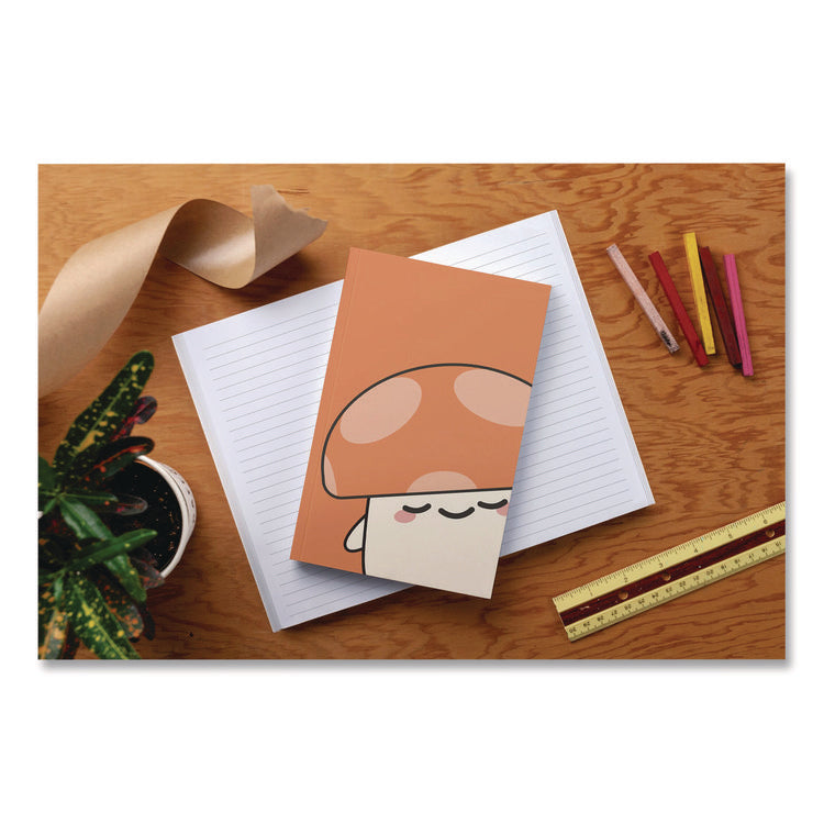 Smoko Kai Mushroom Layflat Notebook, 1-Subject, Medium/College Rule, Orange/White Cover, (72) 8 x 5 Sheets