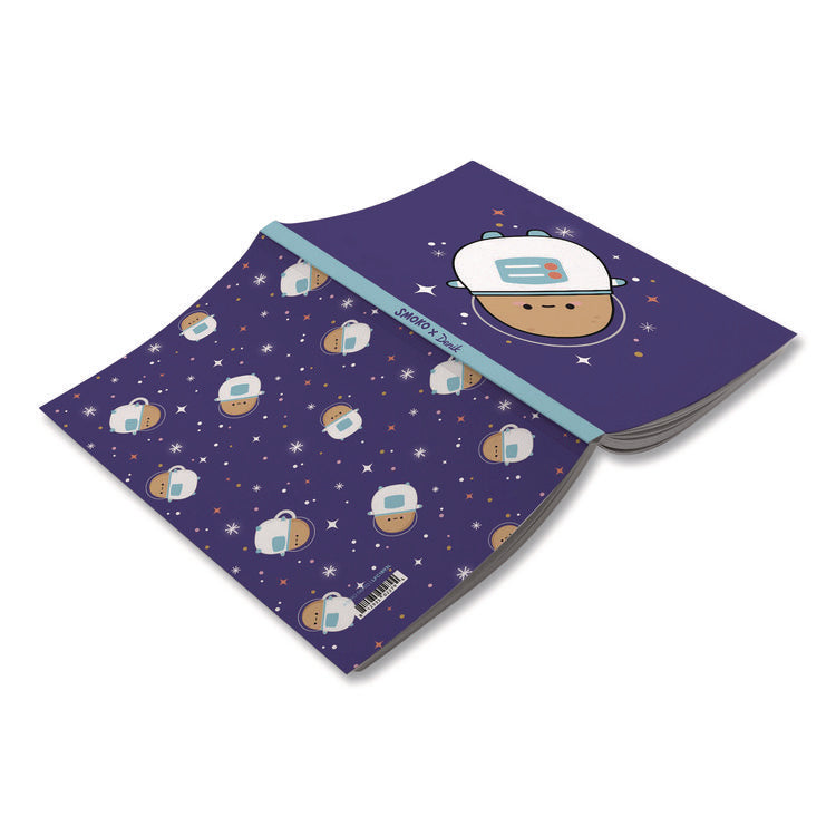 Smoko Astro Tayto Layflat Notebook, 1-Subject, Medium/College Rule, Blue/White/Tan Cover, (72) 8 x 5 Sheets