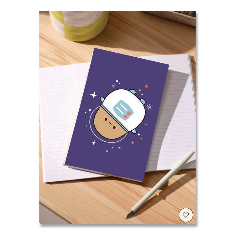 Smoko Astro Tayto Layflat Notebook, 1-Subject, Medium/College Rule, Blue/White/Tan Cover, (72) 8 x 5 Sheets