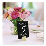 Tabletop Chalkboard Tag, Black Surface, Teak Wood Holder, 3 x 4, 6/Pack