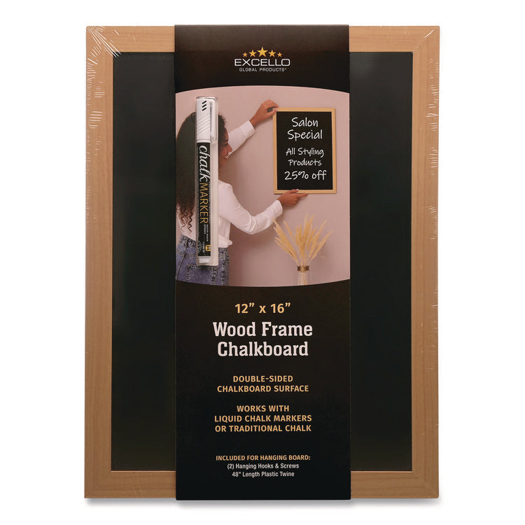 Chalkboard Sign, Black Surface, Brown Frame, 12 x 16