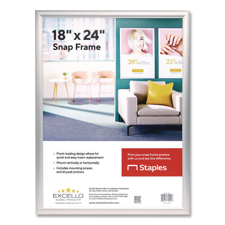 Poster Holder, Aluminum, 18 x 24, Silver