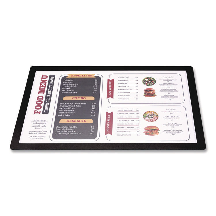 Menu Holder For 11 x 17 Menus, Landscape Orientation, 18.9 x 12.6 Holder, Clear/Black