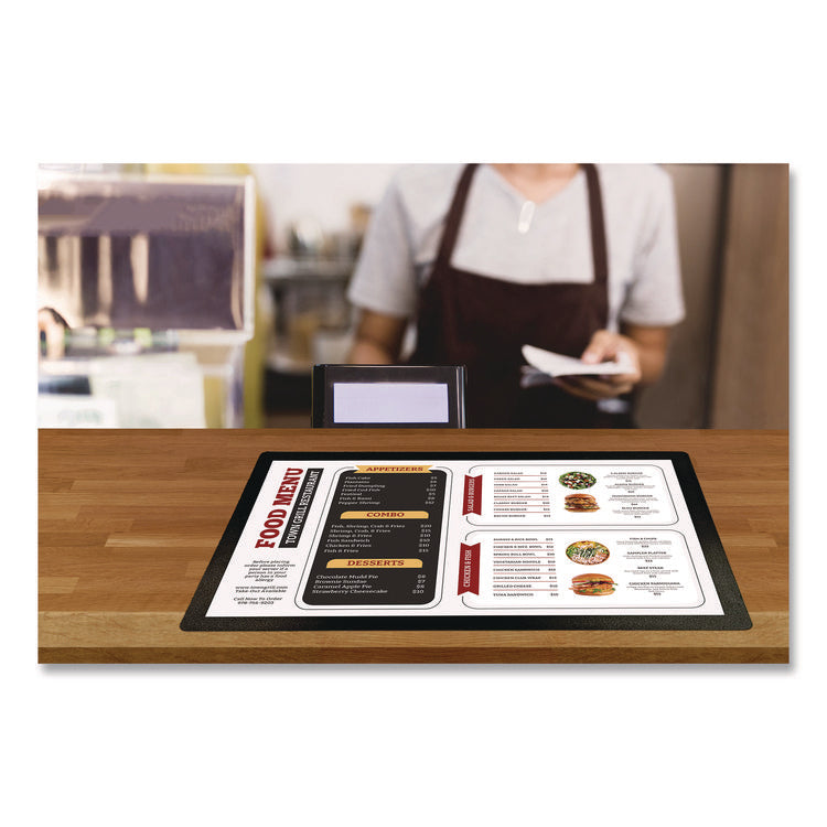 Menu Holder For 11 x 17 Menus, Landscape Orientation, 18.9 x 12.6 Holder, Clear/Black