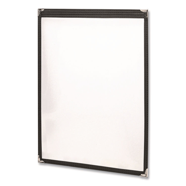 Menu Holder For 8.5 x 11 Menus, Portrait Orientation, 2-View, 9.3 x 12 Holder, Clear/Black/Silver, 10/Pack