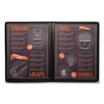 Menu Holder For 8.5 x 11 Menus, Portrait Orientation, 4-View, 9.6 x 12 Holder, Clear/Black/Silver, 10/Pack