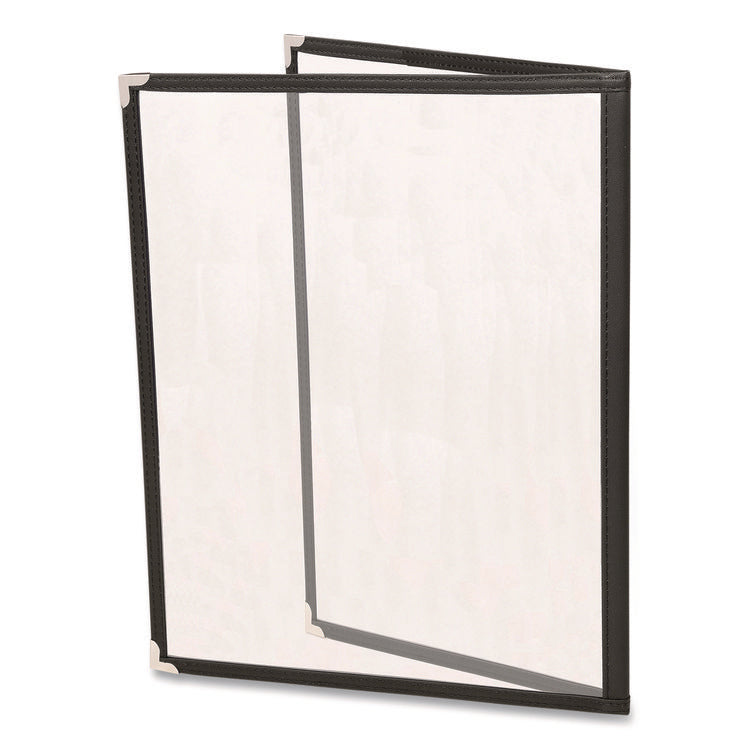 Menu Holder For 8.5 x 11 Menus, Portrait Orientation 4-View, 9.6 x 11.9, Clear/Black/Silver