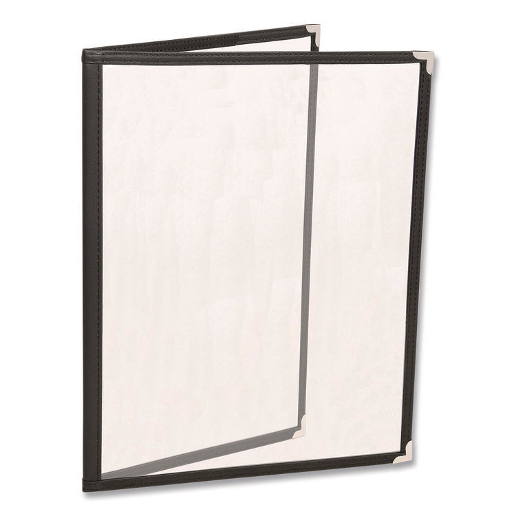 Menu Holder For 8.5 x 11 Menus, Portrait Orientation 4-View, 9.6 x 11.9, Clear/Black/Silver