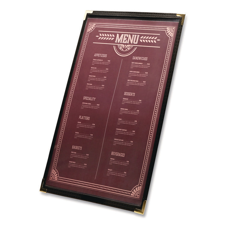 Menu Holder For 11 x 17 Menus, Portrait Orientation, 11.7 x 18, Clear/Black/Silver