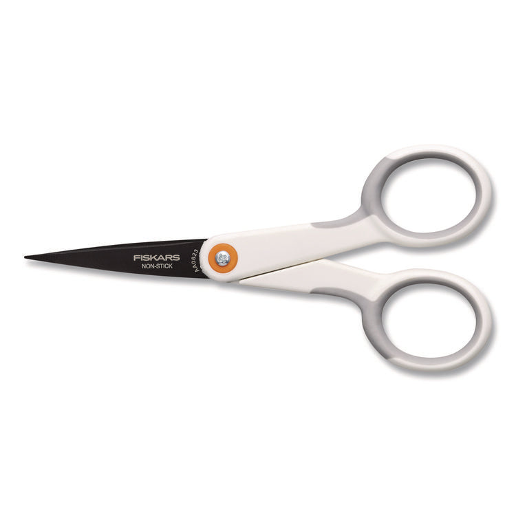 SoftGrip Nonstick Scissors, 5" Long, Straight White/Gray Handle