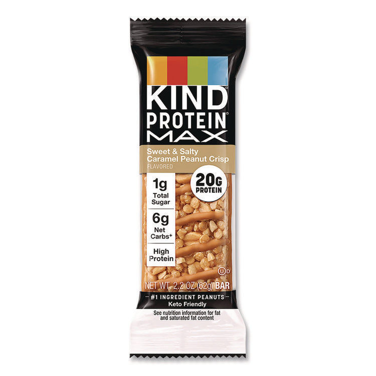 Protein MAX Bar, Sweet and Salty Caramel Peanut Crisp, 2.2 oz Bar, 12/Box