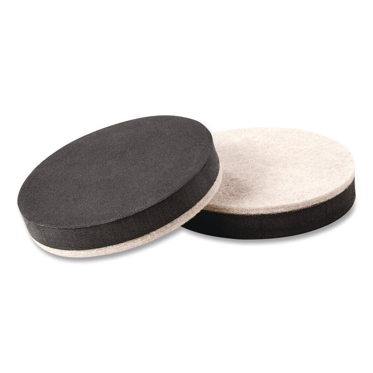 Furniture Sliders, 3.5" dia, Black/Beige, 16/Pack