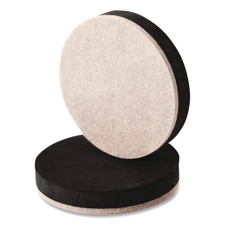 Furniture Sliders, 3.5" dia, Black/Beige, 16/Pack