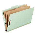 Colored Pressboard Top Tab Classification Folders, 2.5" Expansion, 2 Dividers, 6 Fasteners, Legal Size, Light Green, 10/Box