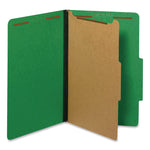 Colored Pressboard Top Tab Classification Folders, 1.75" Expansion, 1 Divider, 4 Fasteners, Legal Size, Dark Green, 10/Box