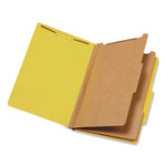 Colored Pressboard Top Tab Classification Folders, 2.5" Expansion, 2 Dividers, 6 Fasteners, Legal Size, Yellow, 10/Box